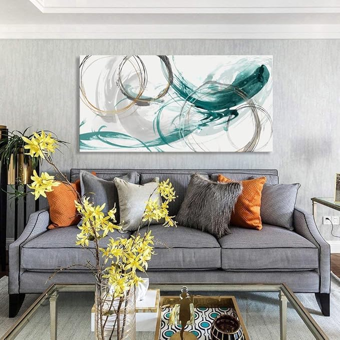 Sxurmtiie Canvas Wall Art Abstract Art Paintings green Fantasy Colorful Graffiti on White Background 24inchx48inch Modern Artwork wall Decor for Living Room Bedroom Kitchen