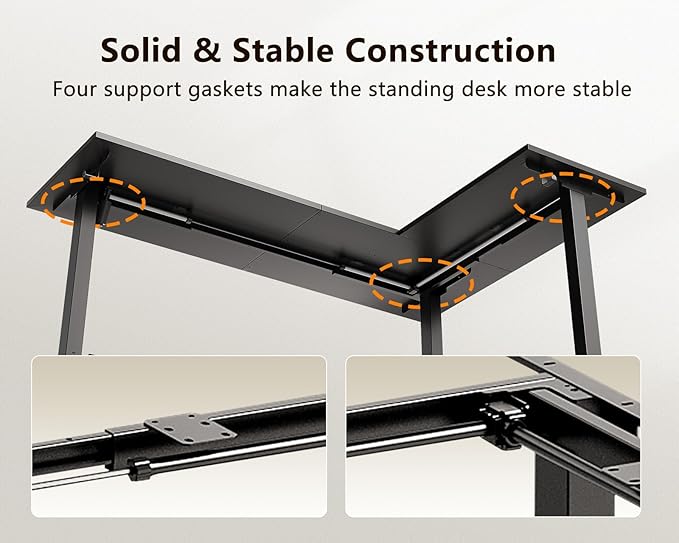 Casaottima 71 Inch Reversible Electric L Shaped Standing Desk, Height Adjustable Corner Stand up Desk, Ergonomic Large Lift Table for Home, Office, Workstation, Reception Room, Black
