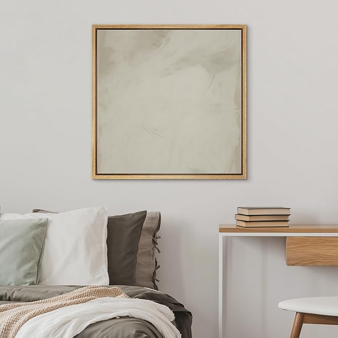 SIGNWIN Framed Canvas Print Wall Art Minimalist Soft Brush Illustration Modern Art Decorative Boho Relax/Zen for Living Room, Bedroom, Office - 16"x16" Natural