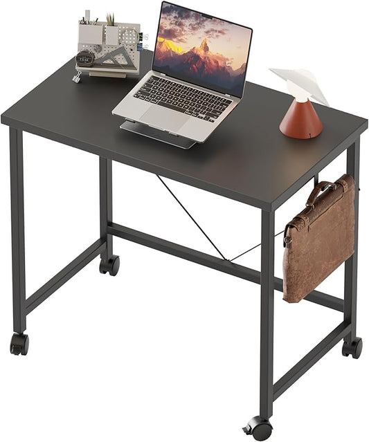 Mericonia 24 inch Rolling Computer Desk with Wheels, Gaming Desk for Small Spaces, Modern Simple Style Table for Home Office, Study Writing Table
