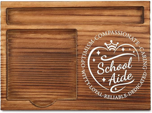 THRXOBN Stylish Desk Organizer for School Aides & Educators - Natural Wood with Slots for Notes, Pens, and Small Office Supplies – Practical and Elegant Workspace Storage Solution,WSH7