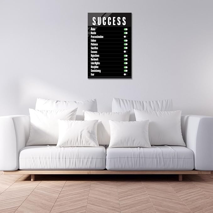 Trendy Success Settings Wall Art Motivational Quotes Inspirational Canvas Poster Large Motto Modern Encouraging Sign Prints Painting For Office Living Room Wall Decor 8x12in Framed