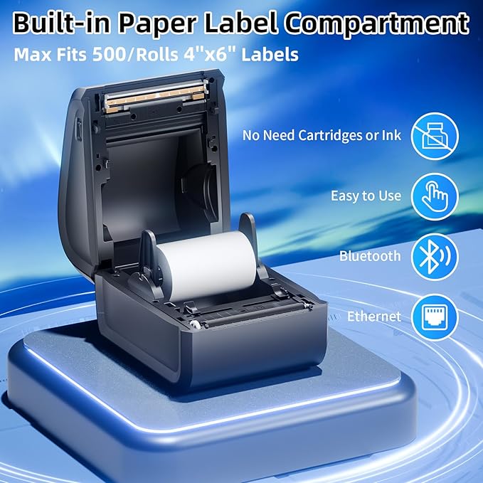 D550 Pro Wireless Thermal Labels Printers&2500Pcs Shipping Address Labels,Bluetooth Thermal Label Printer for Small Business,Office, Home,Support Bluetooth/Ethernet/USB