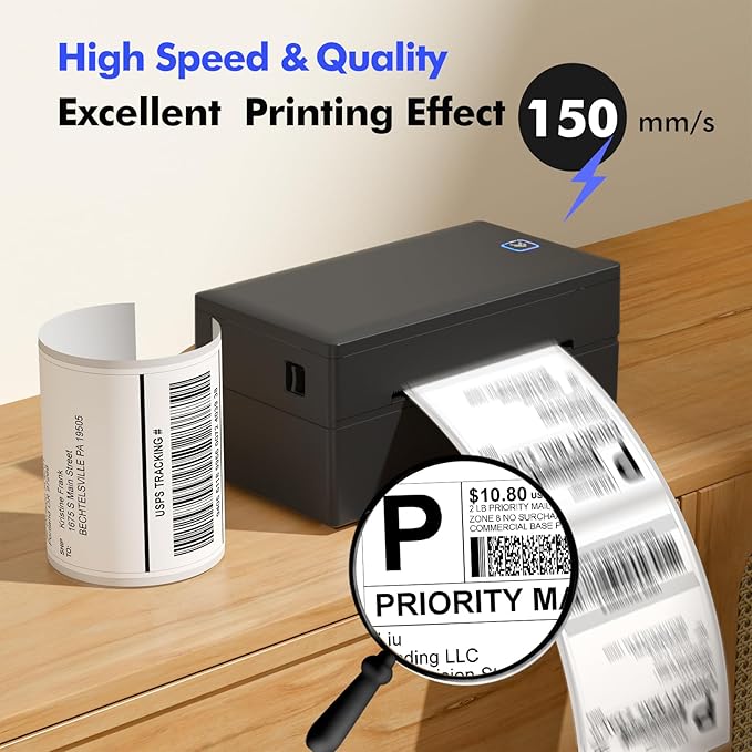 Bluetooth Thermal Shipping Label Printer for Small Business Office or Home,Wireless 4x6 Label Printer,Printers for Shipping Package, Compatible with iPhone & Android, Amazon, Shopify, USPS
