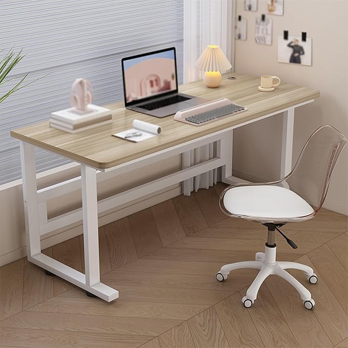 Computer Desk, Office Desk with Metal Frame, Sturdy Writing Desk for Small Spaces, Computer Workstation, for Study Writing,Gaming and Home Office(Walnut,110x60cm/43.3x23.6in)
