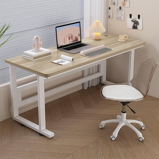 Computer Desk, Office Desk with Metal Frame, Sturdy Writing Desk for Small Spaces, Computer Workstation, for Study Writing,Gaming and Home Office(Walnut,120x60cm/47.2x23.6in)