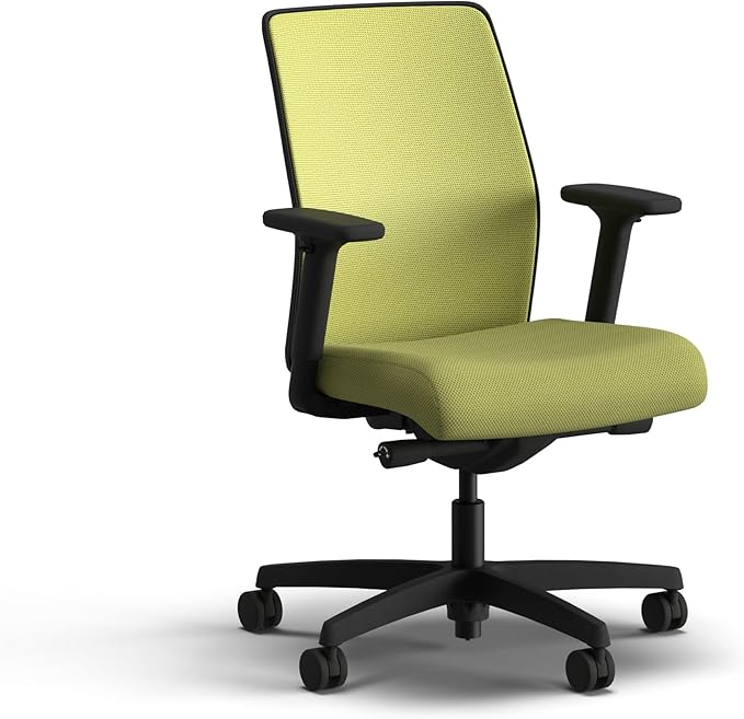HON Ignition 2.0 Low Back Task Chair, Spectrum Mesh, Advanced Synchro-Tilt Control, Office Chair with Lumbar Support, Height and Width Adjustable Arms, Black Frame, Pear