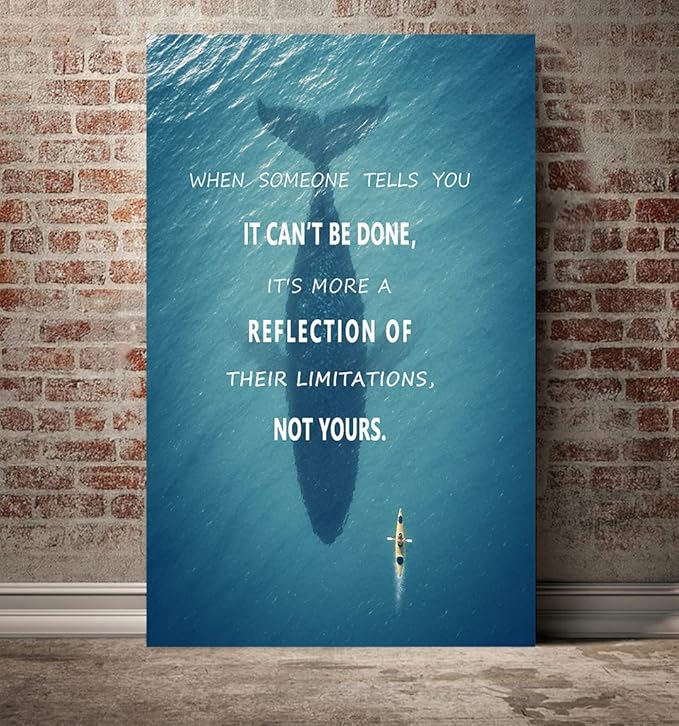 Inspirational Wall Art Creative Ocean Challenge Limitation Pictures Motivational Entrepreneur Quote Painting on Canvas Modern Motto Posters Prints Artwork Decor for Living Room Office (28" Wx44 H)