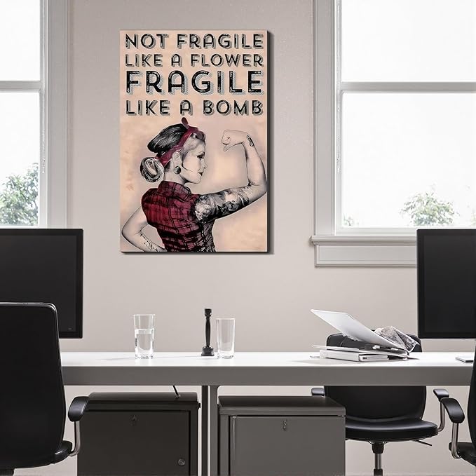 Vintage Style Motivational Framed Canvas Wall Art Quote Prints Wall Decor for Gym Office Man Cave Bedroom Living Room Dorm Made in USA
