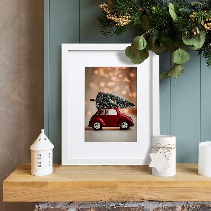 KINLINK 8x10 Picture Frame White Set of 6, Wooden Photo Frames Matted 5x7 with Plexiglass for 5x7 with Mat or 8x10 without Mat for Table and Wall Display
