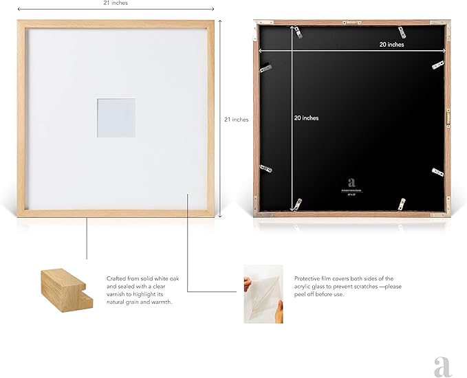 artisane home goods - Gallery Frame 1.0, Picture Frame, 20x20 White Oak, Gallery Wall Frame Set, Large Picture Frame, Oversized Mat (4x4, 4x6, and 5x7)