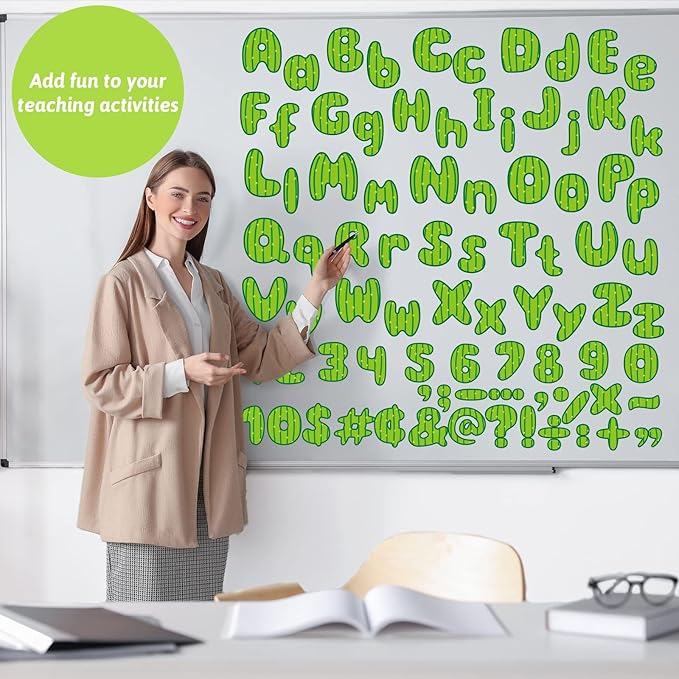 260 Pcs Bulletin Board Letters for Classroom 4” Letters Combo Pack Set Cactus Classroom Decorations Alphabet Numbers Symbols Letters for Bulletin Board Punch Out Ready Cutouts Card for Classroom Decor