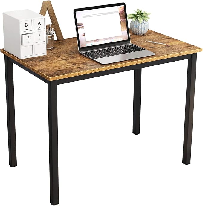 soges 31.5 inches Small Desk Writing Study Worksation for Home Office Computer Desk, Rustic Brown YL-AC3-80VB