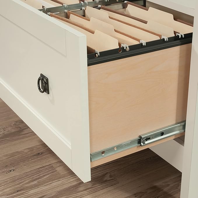 Sauder August Hill File Cabinet 1-Drawer with Open Shelf, Legal Size Filing Cabinet - Soft White Finish
