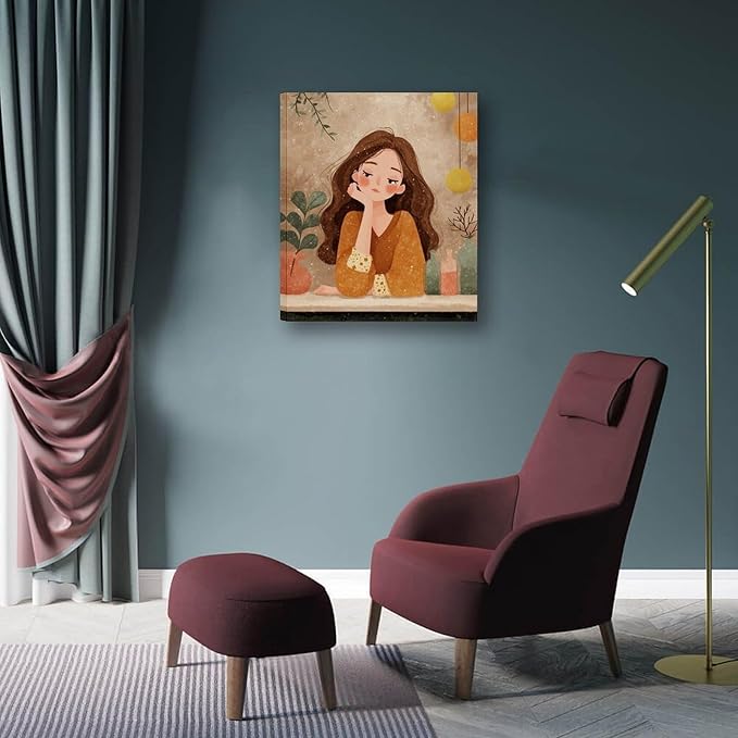 Wall Art Framed Canvas Whispering Desk Painting Ready to Hang Abstract Artwork for Bedroom Living Room Office Wall Decor Modern Home Interior Unique Design Print