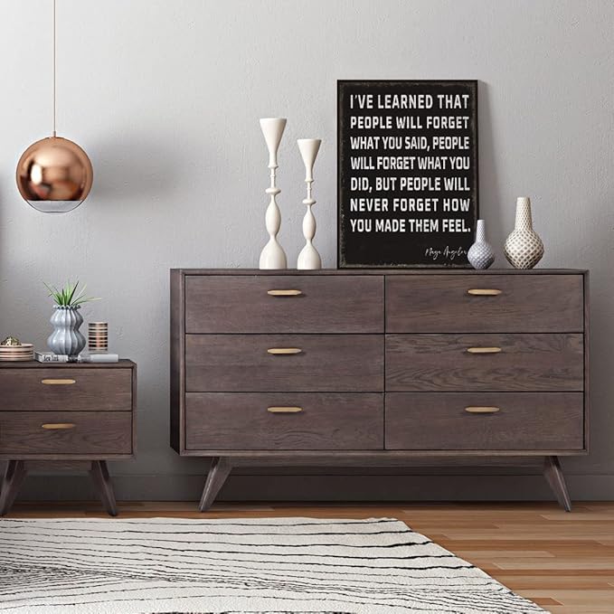 WOWGOOMO Retro Inspirational Canvas Wall Art Maya Angelou Quotes I've Learned That People Will Never Forget How You Made Them Feel Motivational Positive Painting Wall Decor for Home Office Framed Gift
