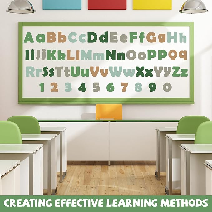 260 PCS Bulletin Board Letters for Classroom 4” Letter Combo Pack Set Sage Green Eucalyptus Classroom Decoration Alphabet Number Symbol Letter for Bulletin Board Cutout Card for Classroom Decor