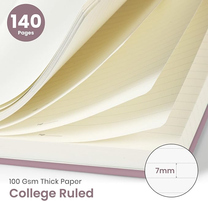 Taja Lined Spiral Journal Notebook for Women & Men, 140 Pages, College Ruled Hardcover Notebook for Work & Note Taking, Journals for Writing, A5(5.7" x 7.9") – Boho Purple