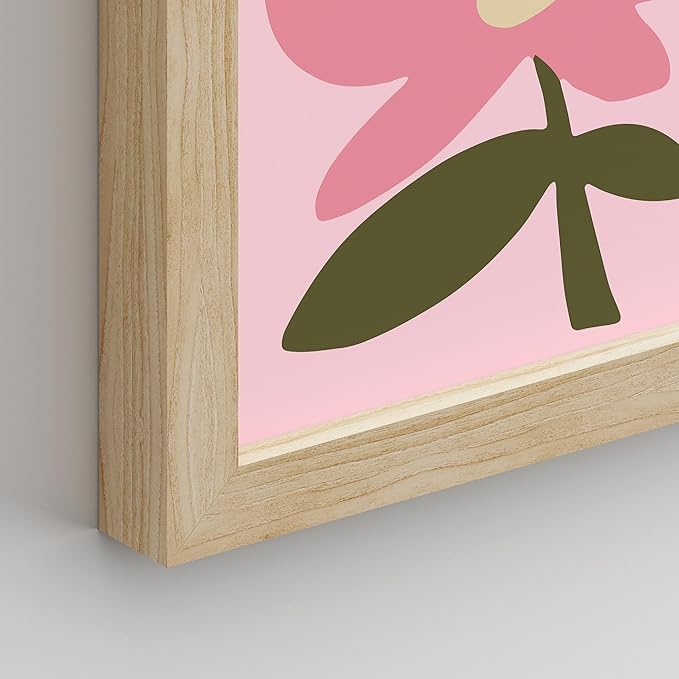 SIGNWIN Framed Poster Bathroom Decor, Wall Art Room Decor Multicolor for Living Room, Bedroom, Office Pink Swan Botanical Flower Daisy Rose Monstera Nature Abstract Shapes - 8"x10"x 8 Natural