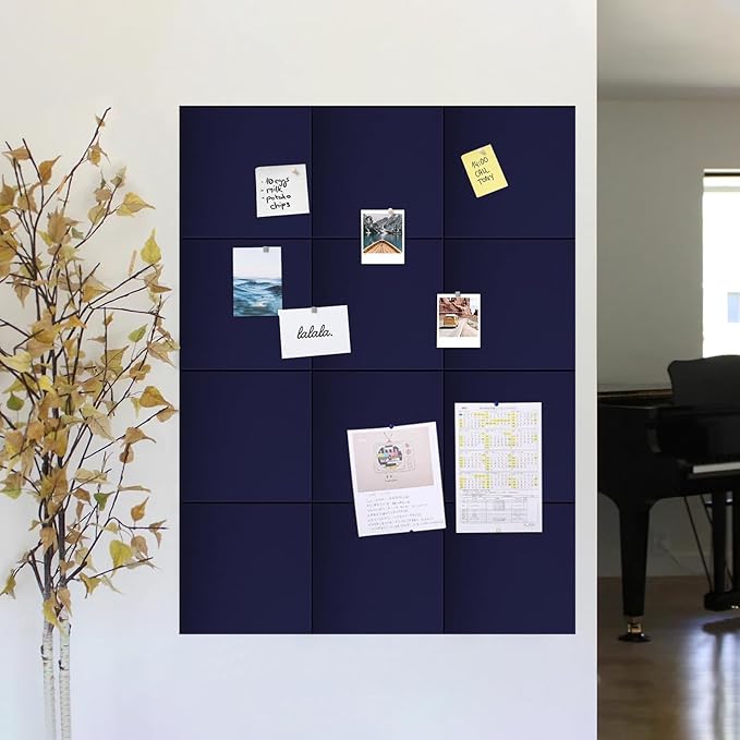 Large Bulletin Board 48"x 24" Cork Boards for Walls, 12 Pack Felt Wall Panels Photo Board, Cork Board for Office Home Pin Board