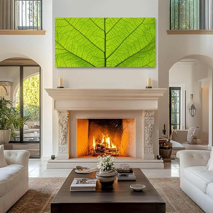 TIGTMULERLY Wall Art Frame Gallery Wall Decor Extreme close up green leaf veins Modern Canvas Prints Artwork for Living Room Bedroom Office Kitchen 48x24Inch