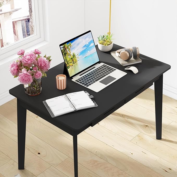 Home Office Computer Desk Coner Desk with 2 Drawers, Study Writing Table for Home Office, Study, Black (39.3 ”W x 23.6”D x 29.1”H)