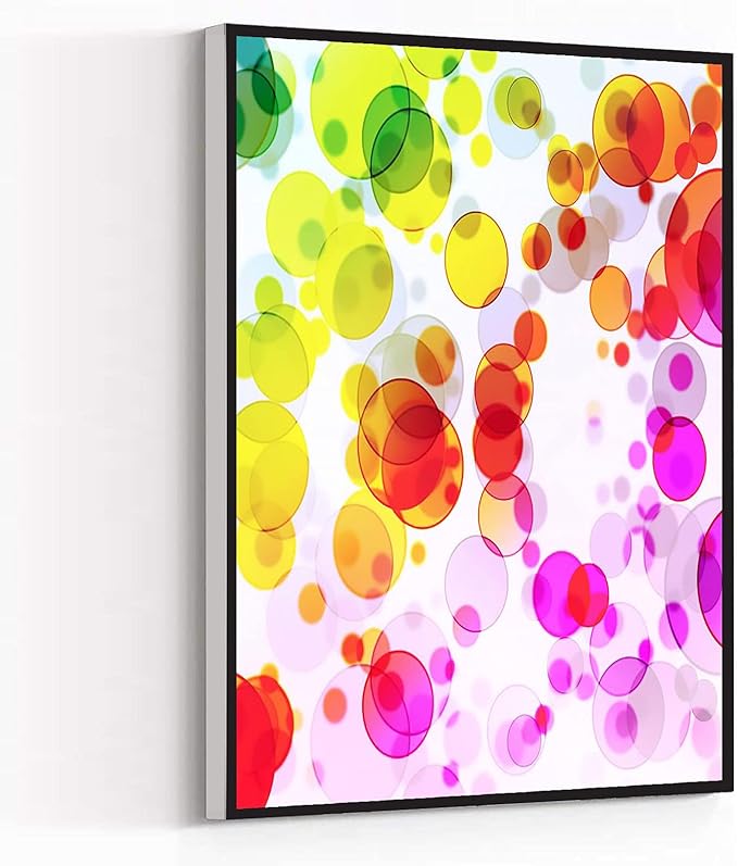 Wall Art Framed Ready to Hang Colorful Circles Poster, Abstract Art Canvas Wall Art For Home Office Decoration 24*36 inches