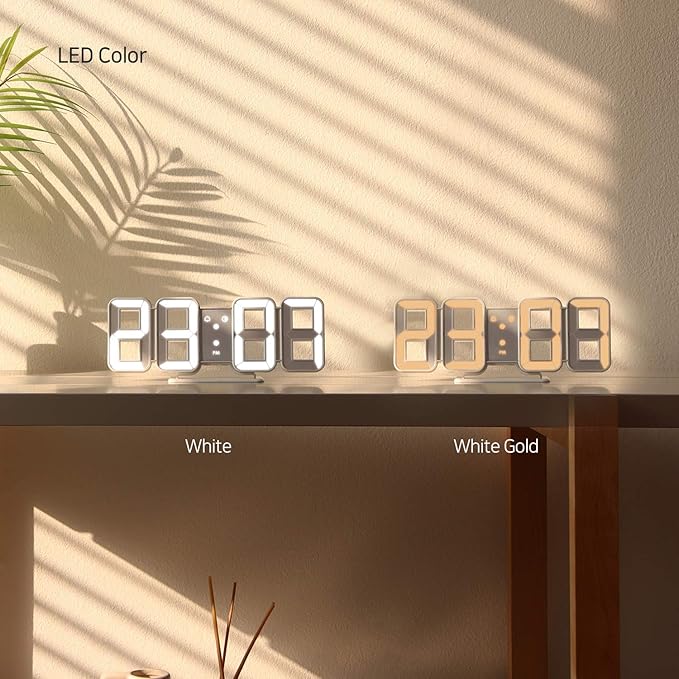 mooas 3D Pure mini Dual LED Clock, Multi-Function LED Clock (Calendar, Alarm, Temperature) (8.5" Dual Table Alarm Clock)