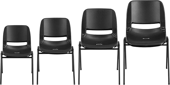 Flash Furniture 5 Pack HERCULES Series 440 lb. Capacity Kid's Black Ergonomic Shell Stack Chair with Black Frame and 12" Seat Height