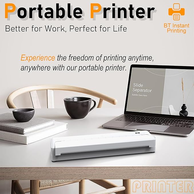 Fostex Wireless Portable Printer,Portable Wireless Printer 8.5" X 11" US Letter, Thermal Bluetooth Printer Support, Portable Wireless Printer for Android & Laptop,Office,Home,School