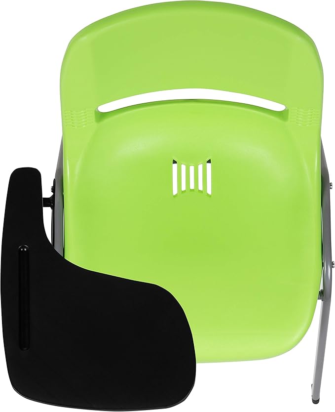 Flash Furniture HERCULES 5 Pack Green Ergonomic Shell Chair with Right Handed Flip-Up Tablet Arm