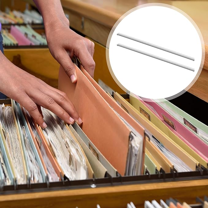 2 Pack Lateral File Bars File Cabinet Rails for 36" Wide Hanging File Folders Old Style Filing Cabinets Drawer Accessories