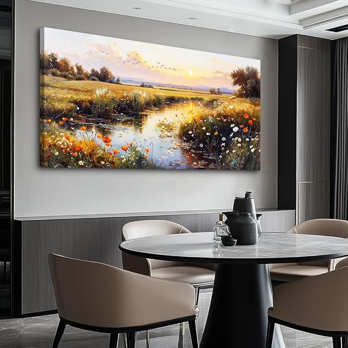 ZUITINGHUA Canvas Wall Art For Living Room Large Wall Decor For Office Bedroom Decorations Rivers Landscape Pictures Farmhouse Painting Artwork Room Wall Mural Aesthetic Home Decor 30x60 In