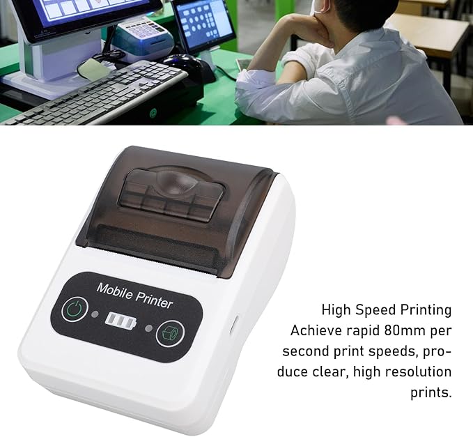 Pomya Bluetooths Thermal Receipt Printer, 58mm Handheld POS Inkless Receipt Printer, Portable Small Thermal Printer for Small Business Office Retail Store Restaurant (Black White)