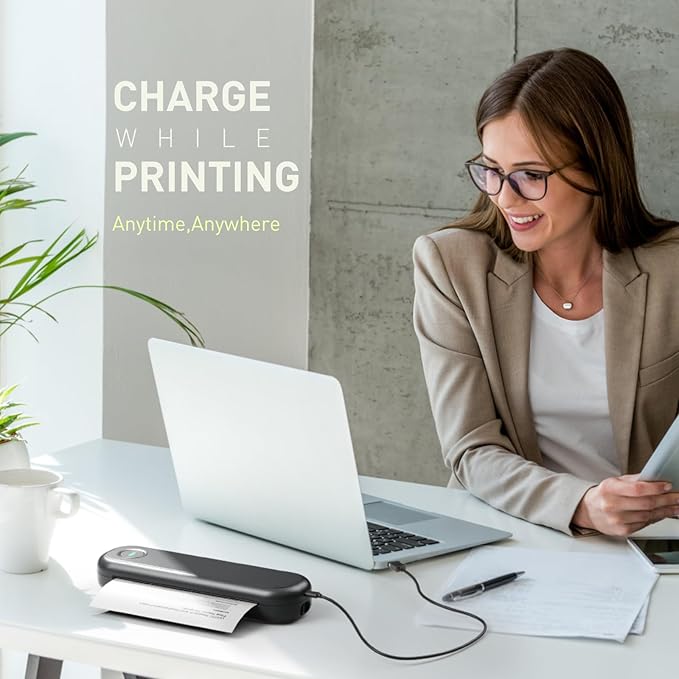 Bisofice A4 Portable Thermal Printer Wireless&USB Connect with Mobile Computer 50mm/56mm/77mm/107mm/210mm/216mm(2in/3in/4in/8in/8.5in) US Letter A5 Paper Size for Office School