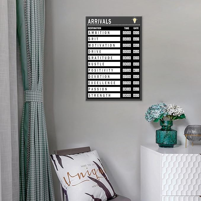 Motivational Canvas Wall Art Home Decor Arrivals Inspirational Entrepreneur Quotes Painting Poster Mindset Passion Picture Print Artwork for Bedroom Bathroom Office Ready to Hang [12''Wx18''H]