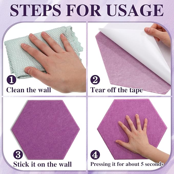 8 Pcs 12" Large Hexagon Felt Cork Bulletin Board Tiles Self Adhesive DIY Pin Board with 50 Push Pins and 10 Colored Clips, Wall Decor for Office Home Kitchen Photos Memos(Pink)