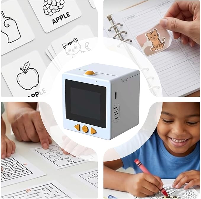 AI Voice Sticker Printer | Smart Mini Thermal Printer Box | AI Voice Control Label Sticker Maker Machine with Display | DIY Mini Photo Label Printers Smart Toy for Kids, Office & School