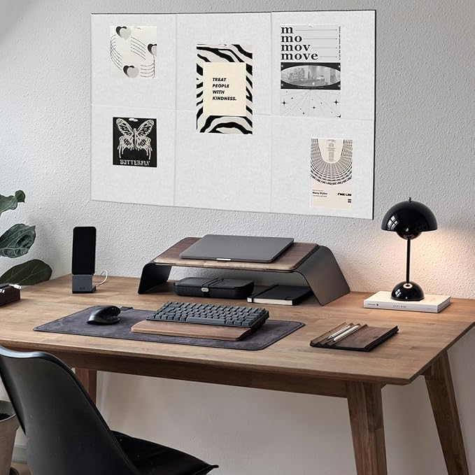 Large Cork Boards 36" x 24", White Bulletin Board for Wall, 6 Pack Felt Cork Tiles with Safe Removable Adhesive Tabs, CorkBoards for Office, Classroom, Home