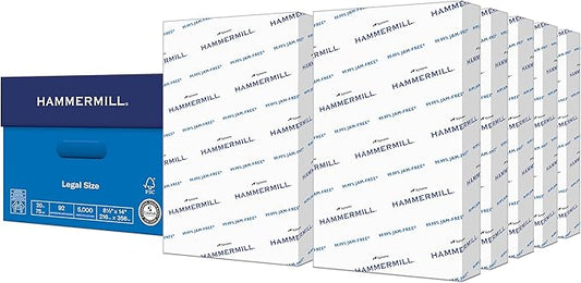 Hammermill Printer Paper, 20 lb Copy Paper, 8.5 x 14-92 Bright, Made in the USA, 105015C - 10 Ream (5,000 Sheets)