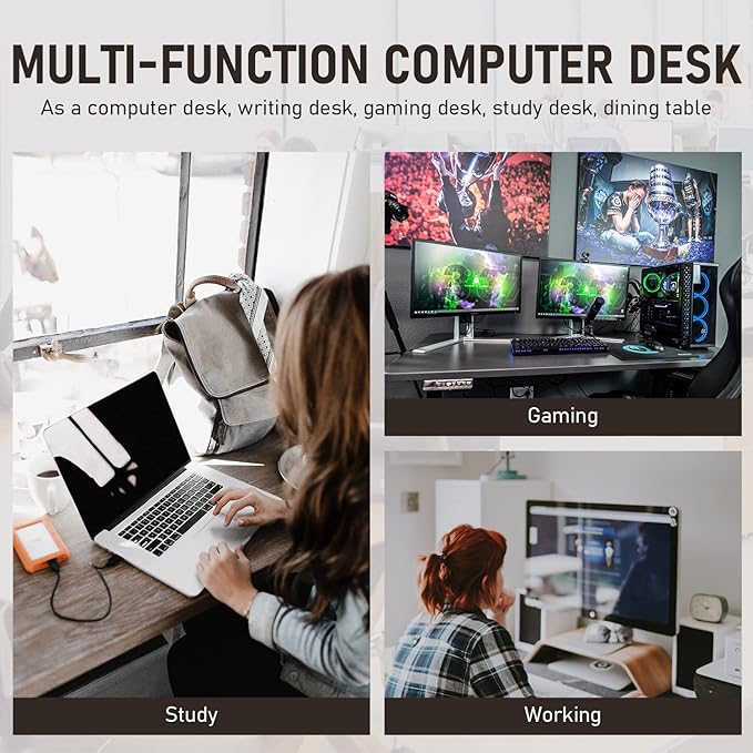 BestOffice 39 inch Computer Desk Home Office Desk Writing Study Table Modern Simple Style PC Desk with Metal Frame Gaming Desk Workstation for Small Space，Nature