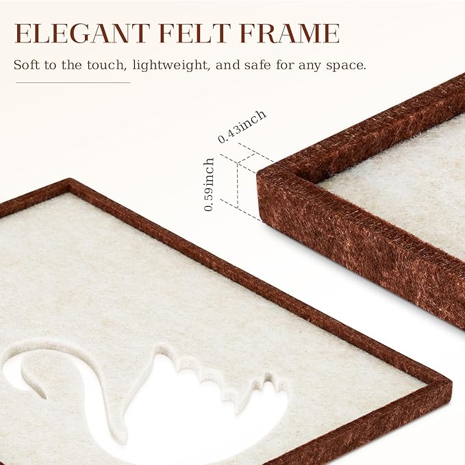 DOLLAR BOSS Felt Framed Cork Board 14.5'' x11.8'' Bulletin Boards for Walls, Decorative Pin Board for Office Home Decor for Kids Hallway Bedroom Dining Living Room, Swan