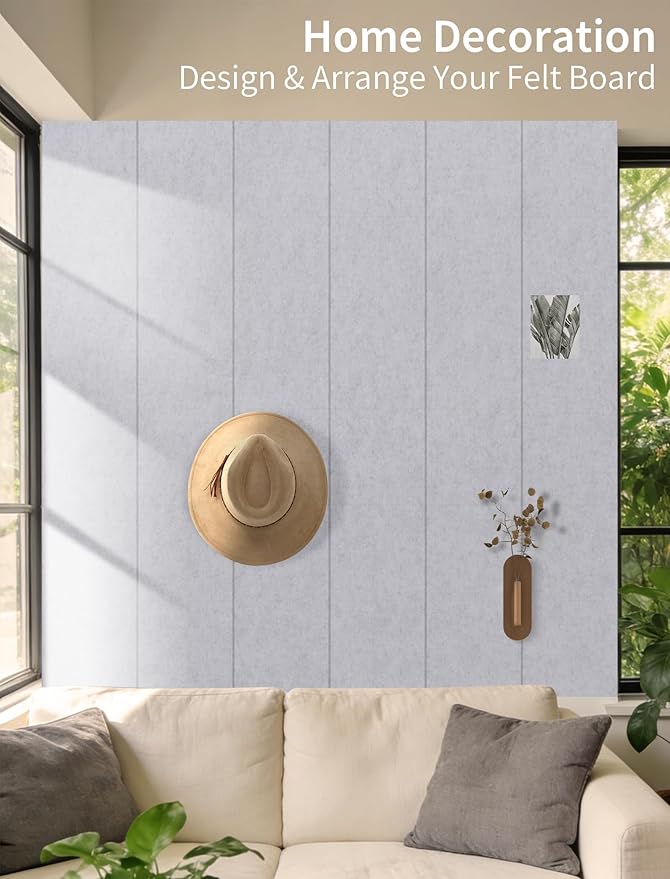 Large Bulletin Board 48"x 48" Cork Boards for Walls, 12 Pack Felt Wall Panels Photo Board, Cork Board for Office Home Pin Board