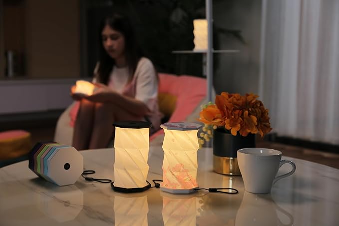 Origami Expanding Foldable LED Desk Lamp – USB Rechargeable & Portable - Dimmable Touch Control Light with Adjustable Height up to 5 1/2 for Office, Travel, Bedside - Sleek & Modern Design (Sky)
