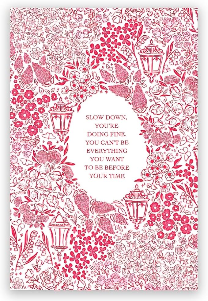 Balsuka Slow Down You're Doing Fine Music Posters Motivational Quote Pink Wall Art Vintage Floral Positive Daily Reminder Song Lyrics Canvas Print Aesthetic Office Home Decor 24x36inch Unframed