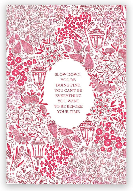 Balsuka Slow Down You're Doing Fine Music Posters Motivational Quote Pink Wall Art Vintage Floral Positive Daily Reminder Song Lyrics Canvas Print Aesthetic Office Home Decor 24x36inch Unframed