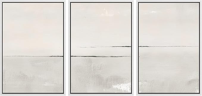 SIGNWIN Framed Canvas Print Wall Art Set Gray Duotone Pastel Watercolor Landscape Shapes Abstract Illustrations Modern Art Decorative Nordic Zen for Living Room, Bedroom, Office - 24"x36"x3 White