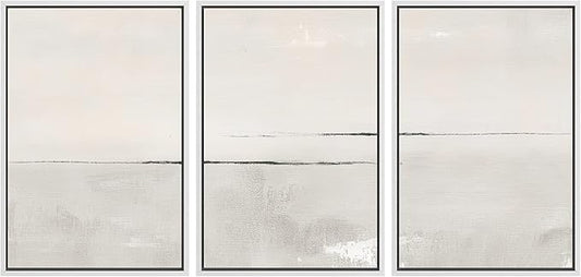 SIGNWIN Framed Canvas Print Wall Art Set Gray Duotone Pastel Watercolor Landscape Shapes Abstract Illustrations Modern Art Decorative Nordic Zen for Living Room, Bedroom, Office - 16"x24"x3 White
