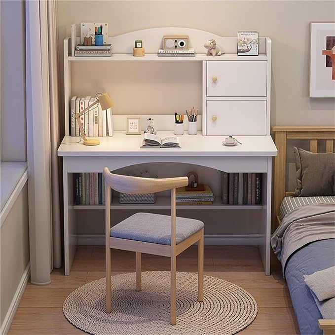 Computer Desk with Storage Shelves,Home Office Study Writing Table Workstation for Home and Office(White,39 Inch)