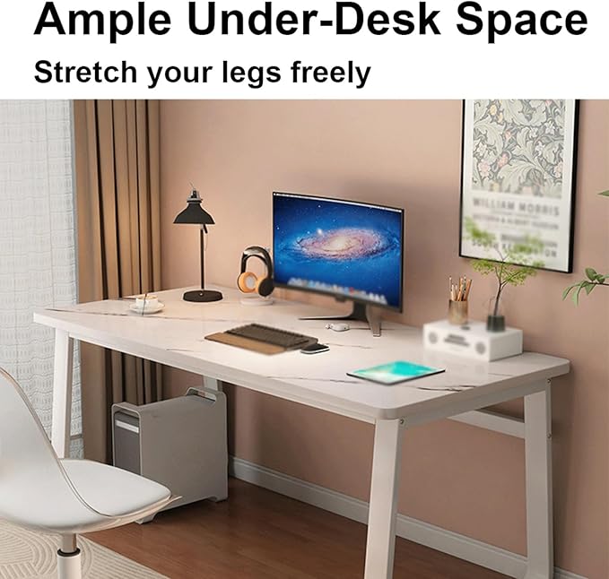 Computer Small Desk, Office Writing Work Study Student Home Bedroom with Metal Frame Wooden top No Wheels,Easy Assembly(Dark Walnut,120 * 60cm(47 24in))